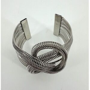 Silver Tone Mesh Love Knot Cuff Bracelet Jewelery Silver